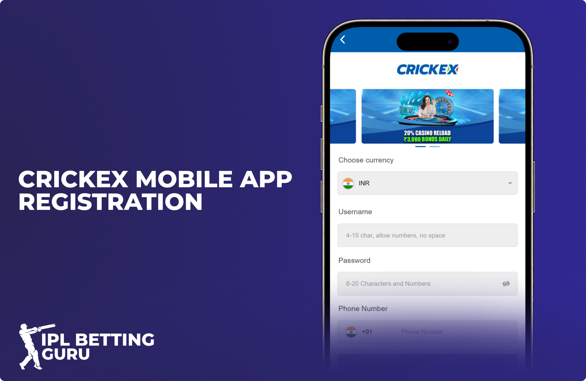 Sign up for the Crickex app and start betting now