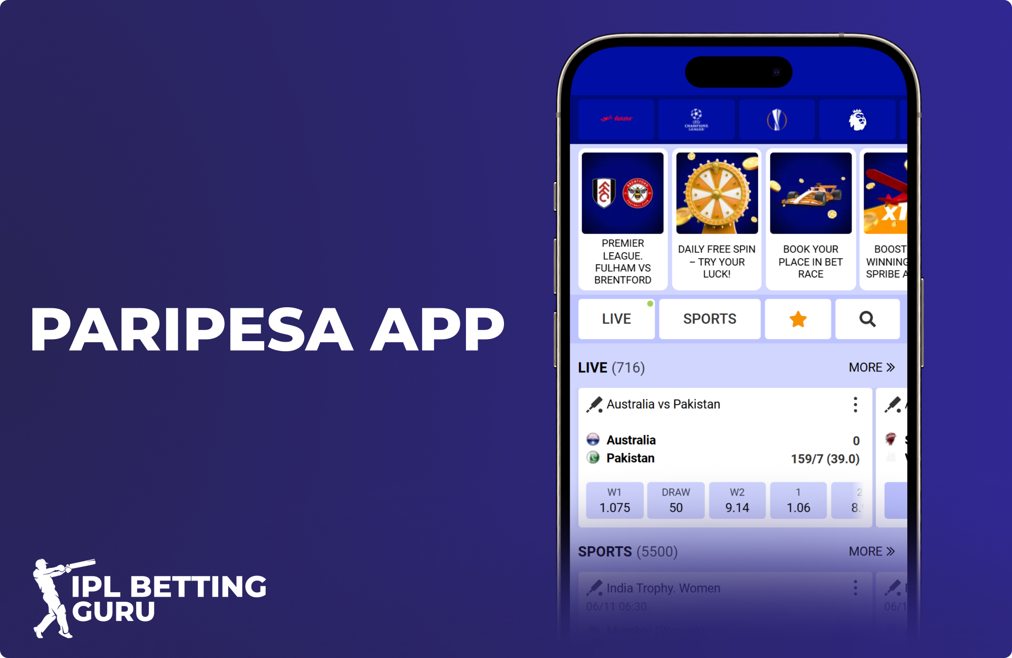 Paripesa mobile application for bets on the go