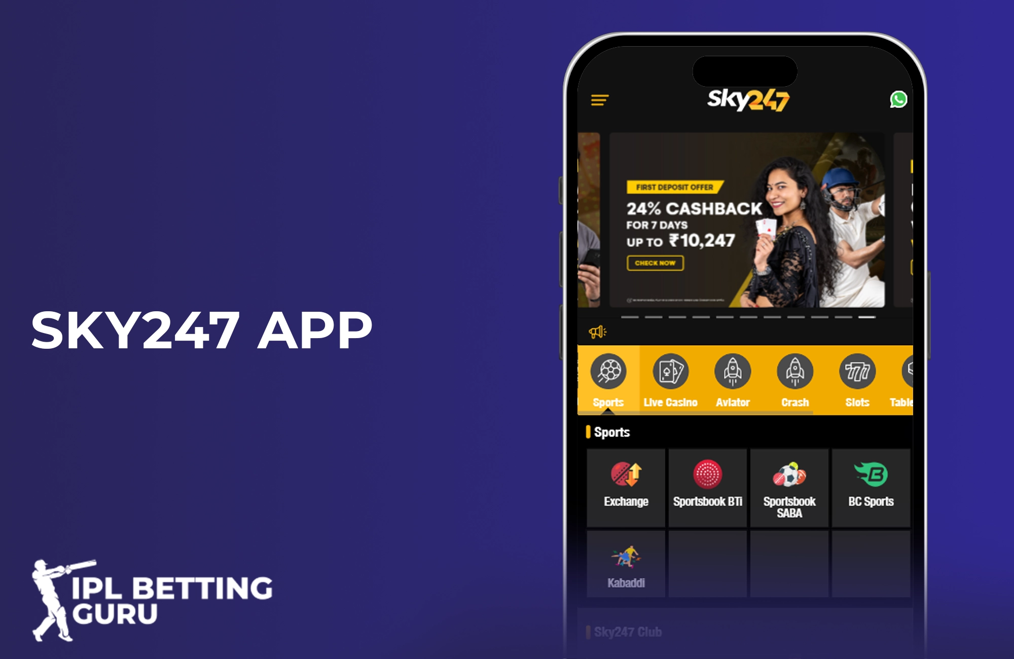 Sky247 mobile application for bets on the go